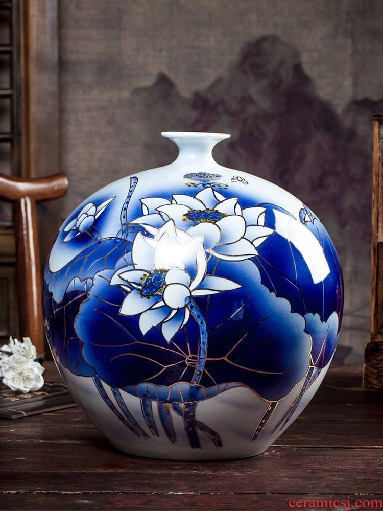 Pomegranate bottle furnishing articles flower arranging light key-2 luxury of new Chinese style art rich ancient frame of jingdezhen ceramic vase household act the role ofing is tasted, the living room