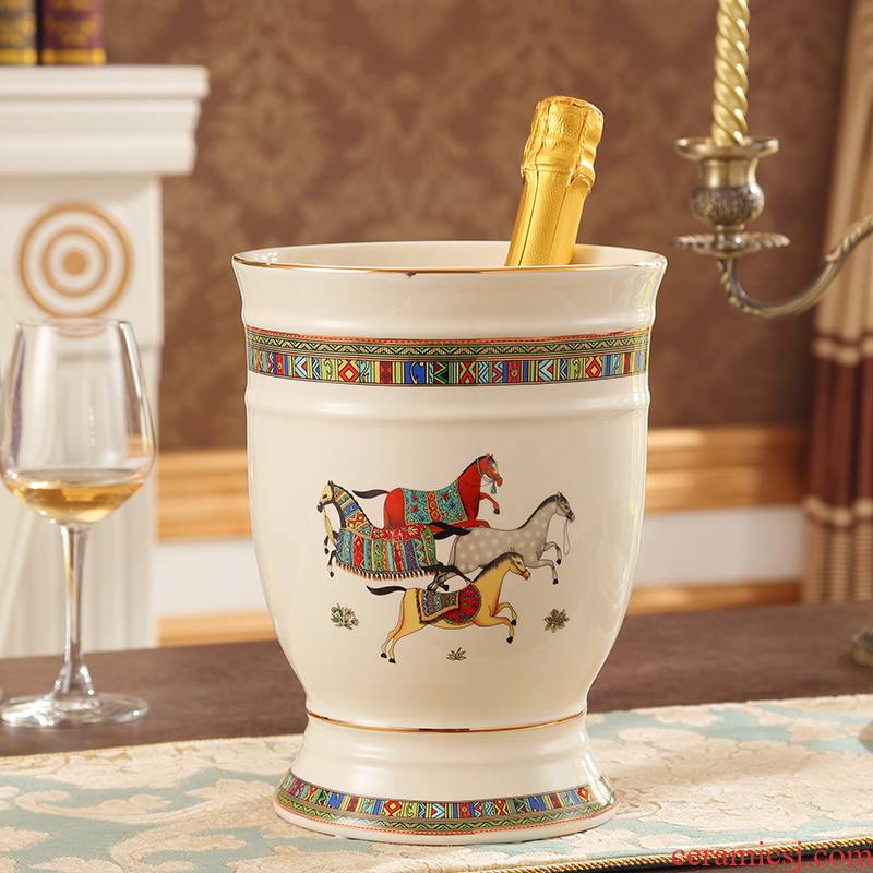 European ceramic wine bar supplies champagne ice bucket KTV red barrels of beer barrel barrel large ice bucket