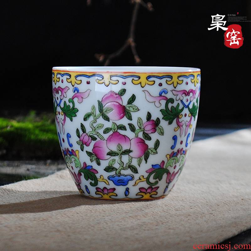 Jingdezhen ceramic masters cup single CPU hand - made teacup large kung fu tea peach sample tea cup individual cups