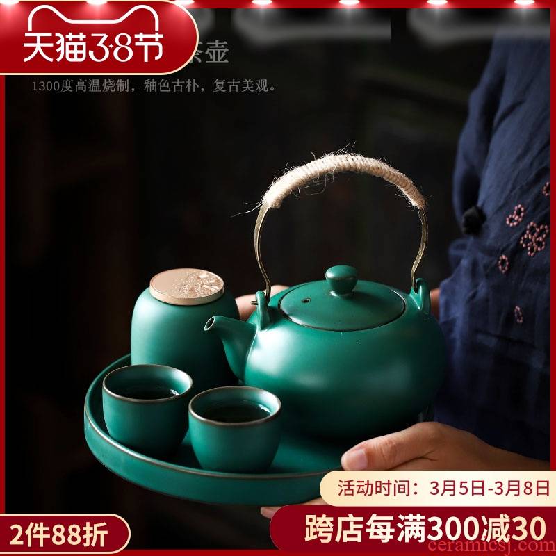 ShangYan Japanese ceramic tea set suits for domestic large capacity girder pot of home stay hotel with kung fu tea set small suit