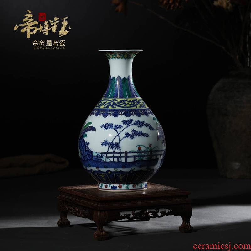 Antique porcelain in the Ming and the qing dynasties classical Chinese style furnishing articles blue and white porcelain vases, rich ancient frame decoration bamboo stone plantain grain okho spring bottle