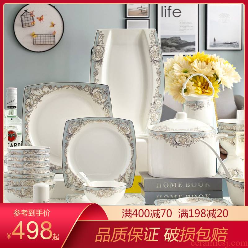 Mystery of jingdezhen ceramic tableware suit European dishes suit household bowls of ipads plate of western - style practical suit