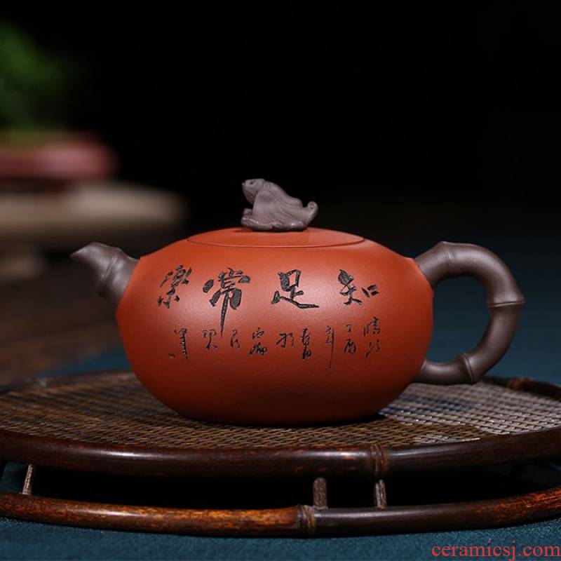 Yixing it it a checking pot hand blessing pot ore the qing cement 370 cc purple clay teapot tea set