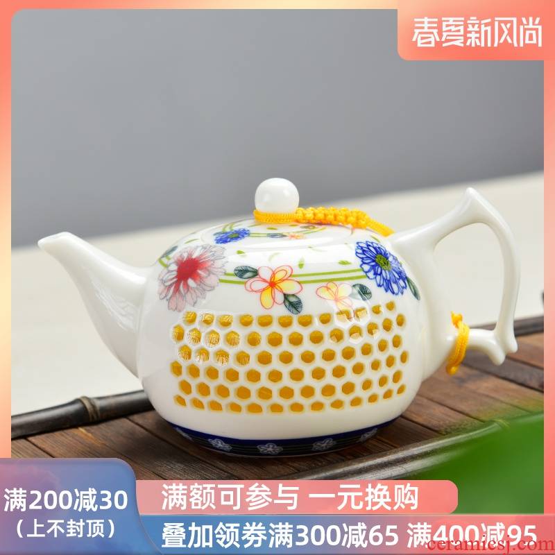 Palettes nameplates, ceramic teapot and exquisite hollow out of the blue and white porcelain tea, black tea tea pot of kung fu tea teapot