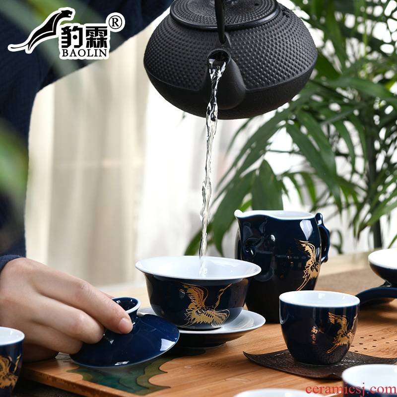 Leopard lam, ceramic kung fu tea set the home office of a complete set of tea ware creative name a cup of tea cups, tea accessories