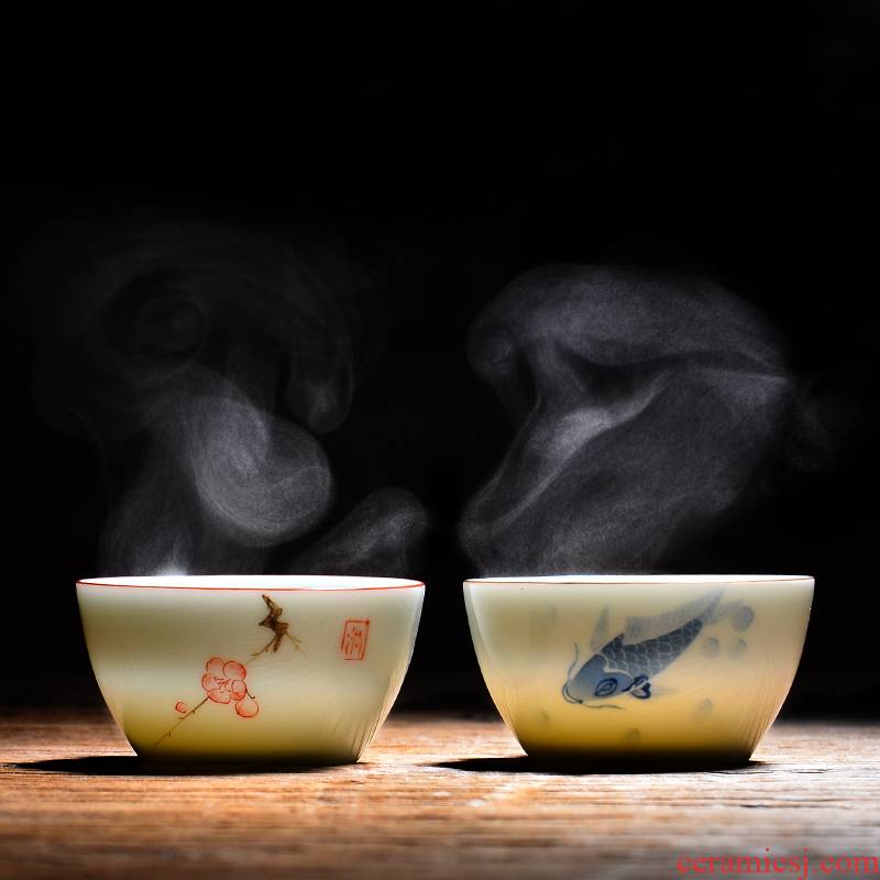 Hand - made ceramic kung fu tea master single individual tea cup small cups of jingdezhen blue and white porcelain wynn hui tea sets