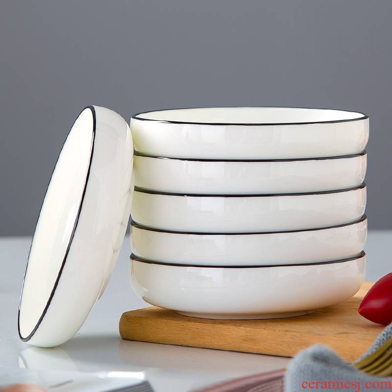 Jingdezhen porcelain ipads European contracted creative black line ceramic tableware plate household deep dish dish nest dish only 4/6