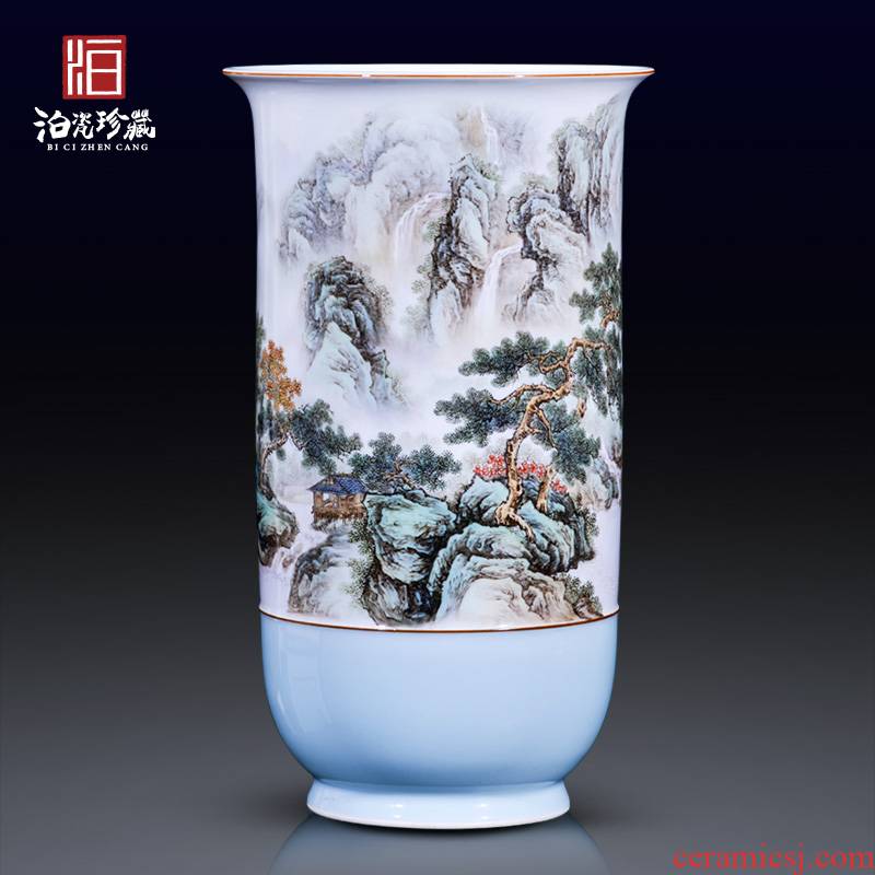 New Chinese style household boutique hand - made pastel landscape of jingdezhen ceramics vase TV ark, sitting room adornment is placed