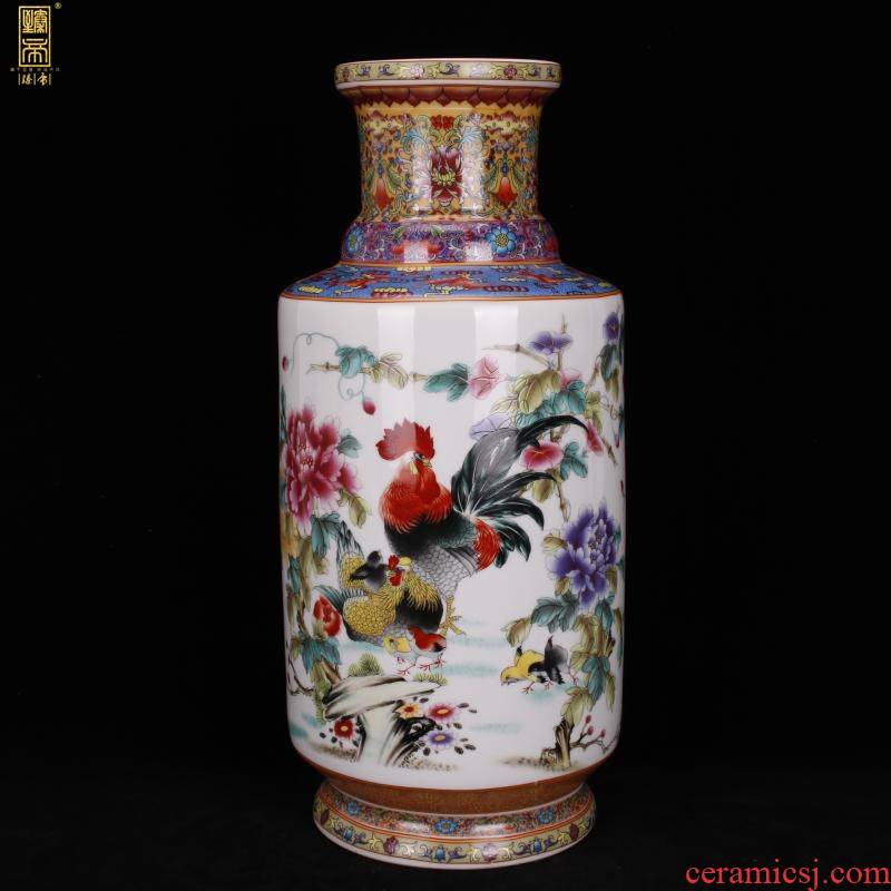 Jingdezhen imitation enamel qianlong years antique vase pastel prosperous wooden stick bottles of Chinese style household ground furnishing articles