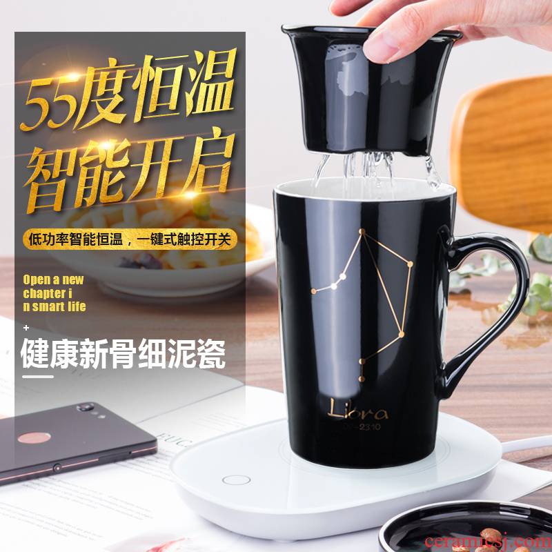 55 degrees creative cup constant temperature insulation warm cup of coffee cup with intelligent ceramic cup couples filtering tea cups