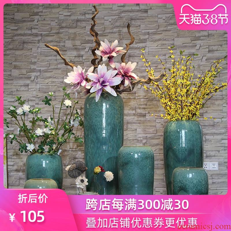Ceramic sitting room ground vase dried flowers to heavy water bamboo flower vase modern European hotel lobby flower art furnishing articles