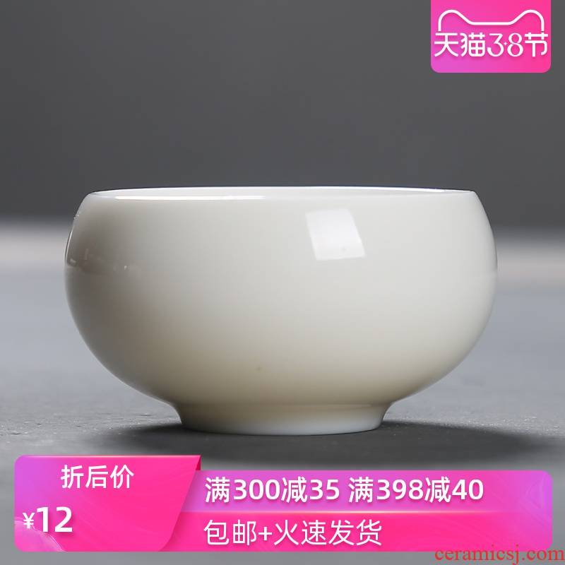 Poly real (sheng dehua white porcelain cup sample tea cup ceramic kung fu tea set suits for large pure white glass office home