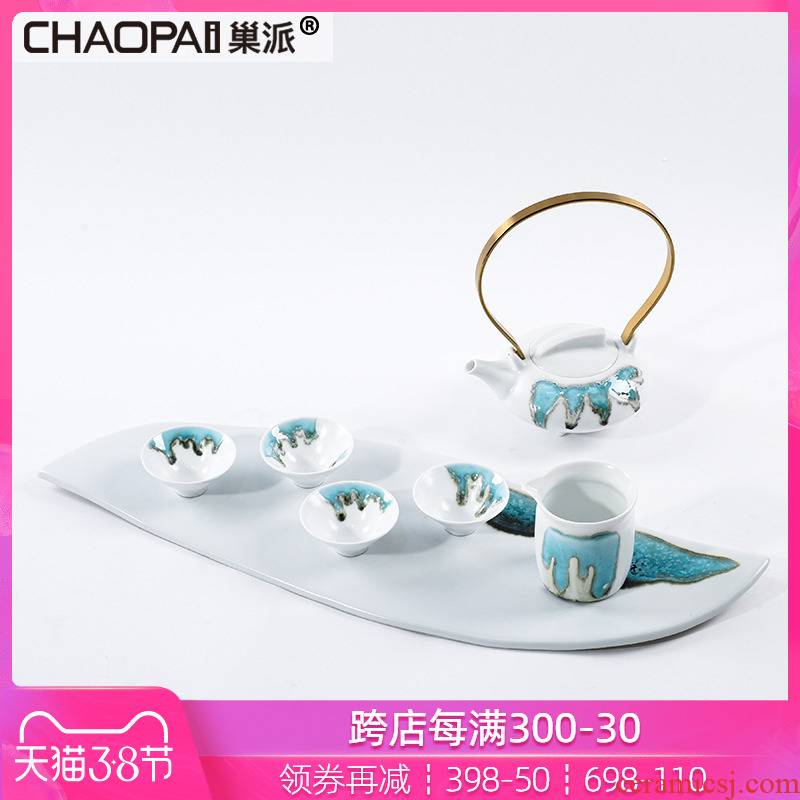 Modern new Chinese style adornment ceramic teapot tea tea tea tray handicraft between example tea suit furnishing articles
