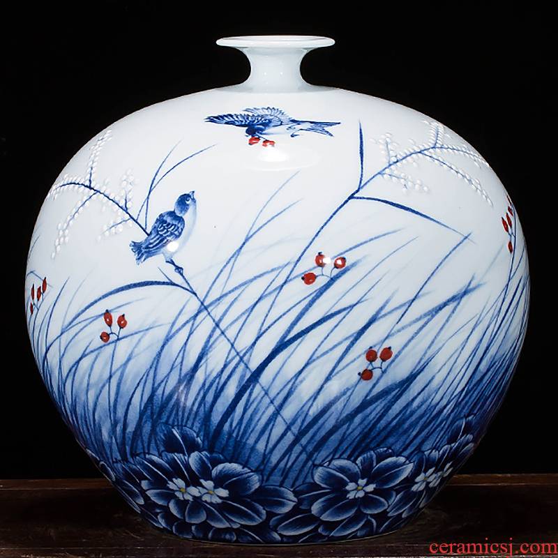 Jingdezhen ceramics famous master hand made blue and white porcelain vases, rich ancient frame archaize sitting room office furnishing articles