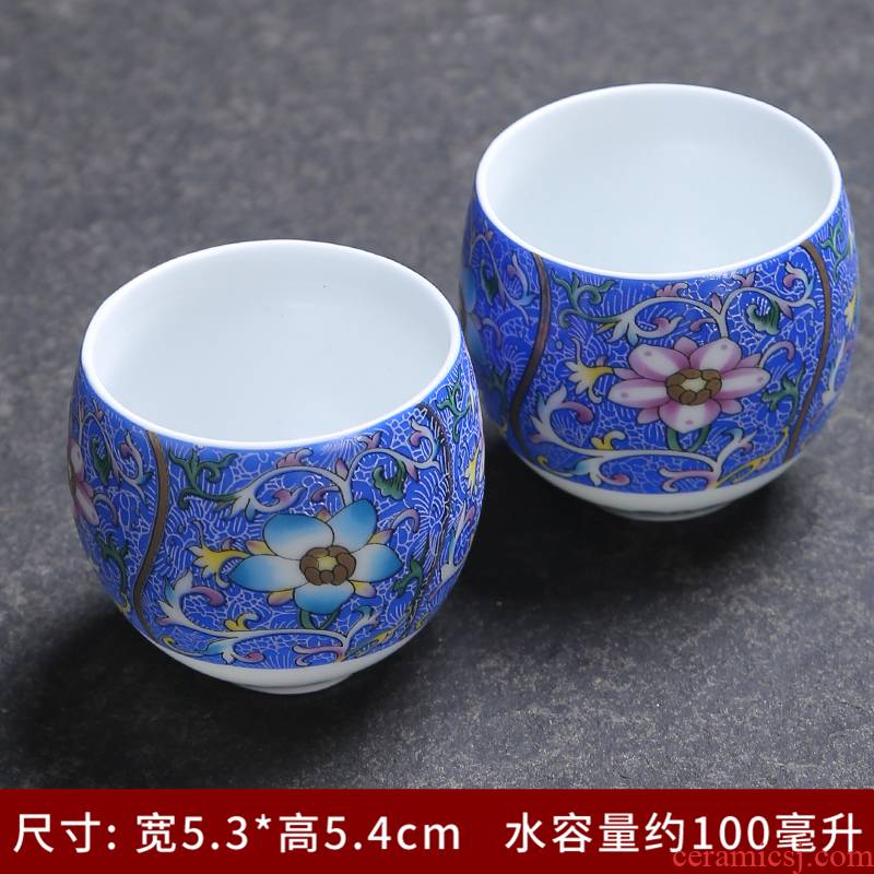 Ji blue glaze heavy paint cup single CPU kung fu master of jingdezhen ceramic sample tea cup heart sutra master CPU