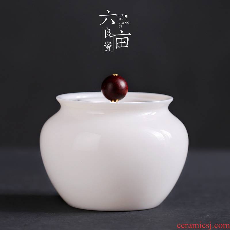 Dehua white porcelain tea storage tanks suet jade seal portable small pu 'er bonus green tea tea bag in the mail