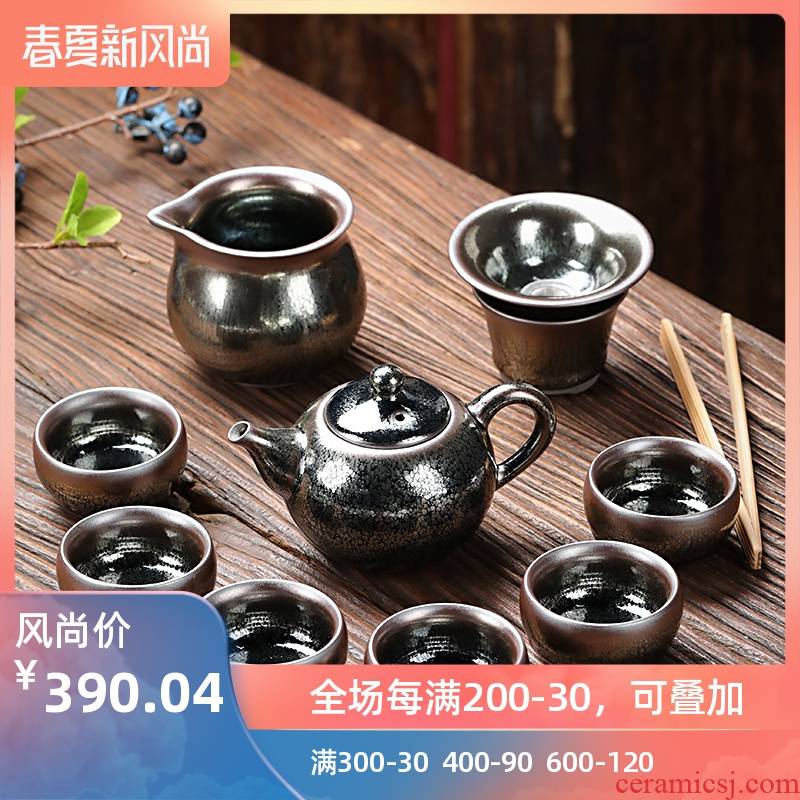 Poly real (sheng jianyang built lamp that kung fu tea set oil droplets TuHao tea red glaze, ceramic lid sample tea cup bowl