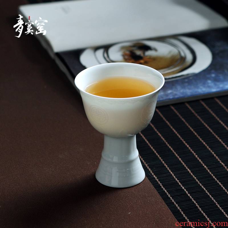 Green was up with jingdezhen ceramic cups tea master of a single pure manual goblet single cup home