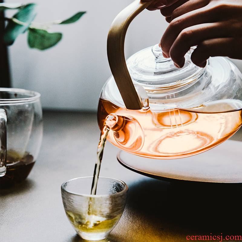 TaoDian creative Japanese tea scented tea teapot heat - resistant glass teapot filter handle direct heat