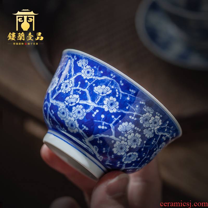 All hand may master cup of jingdezhen blue and white ice from the large tea cup ceramic sample tea cup single CPU