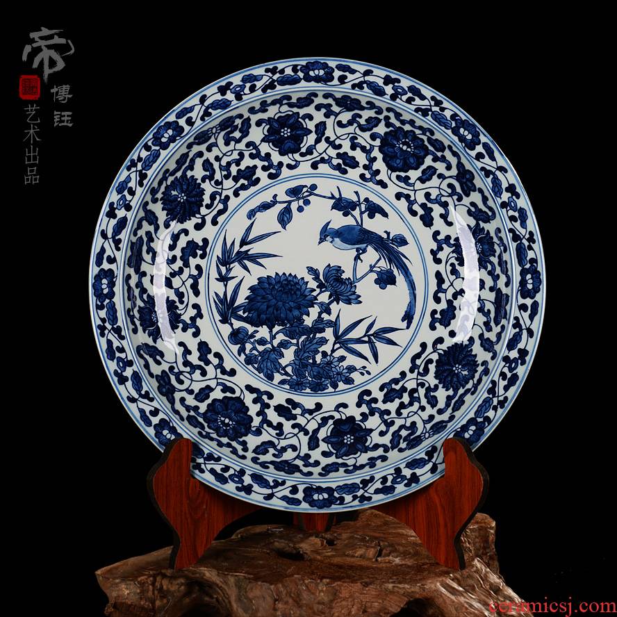 Specials boutique hand - made antique blue and white porcelain of jingdezhen ceramics hang dish plate hanging the adornment that occupy the home dish by dish