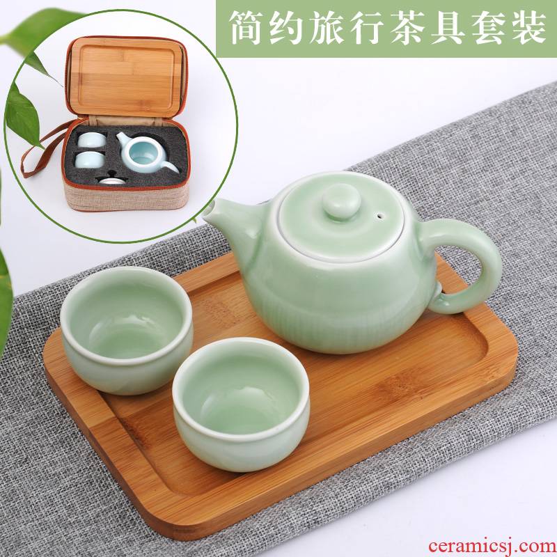 Portable travel kung fu tea set a pot of two cup 2 cup ceramic crack cup simple is suing travel bag