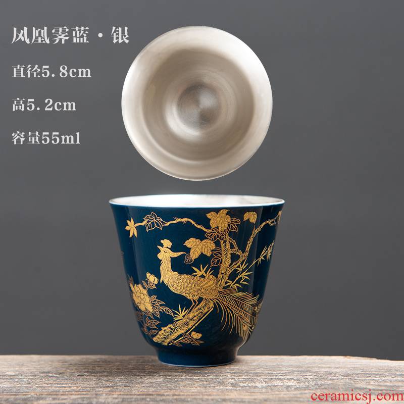 Ceramic kung fu tea set suit household Chinese wind Chinese style tea light tea cup lid bowl built the sitting room