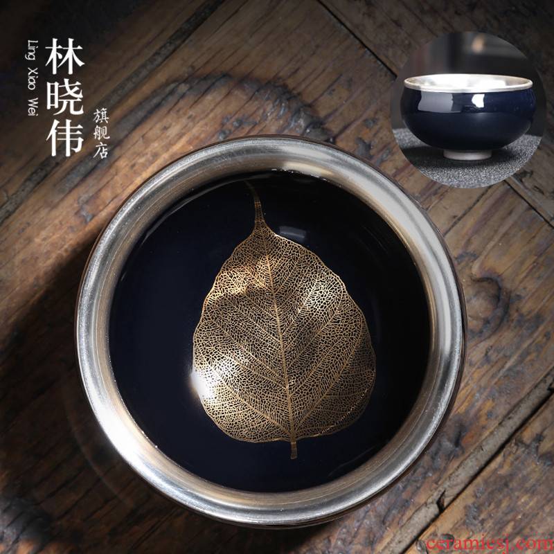 Lin Xiaowei tasted silver gilding kung fu tea cup built light ceramic bowl, master sample tea cup cup manually Japanese home