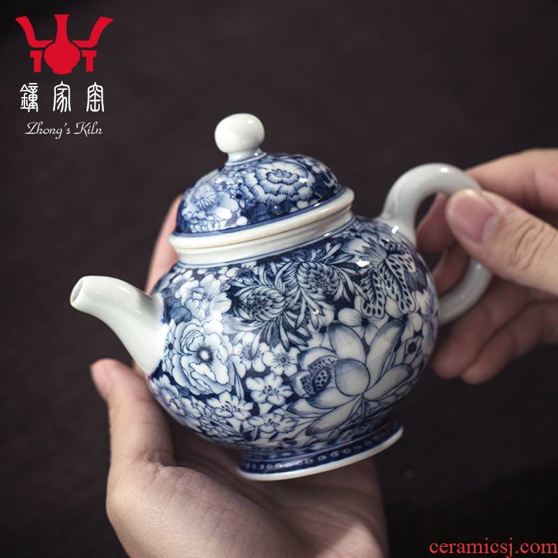 Clock home up jingdezhen hand - made porcelain teapot archaize maintain flower porcelain teapot single pot small kung fu tea pot