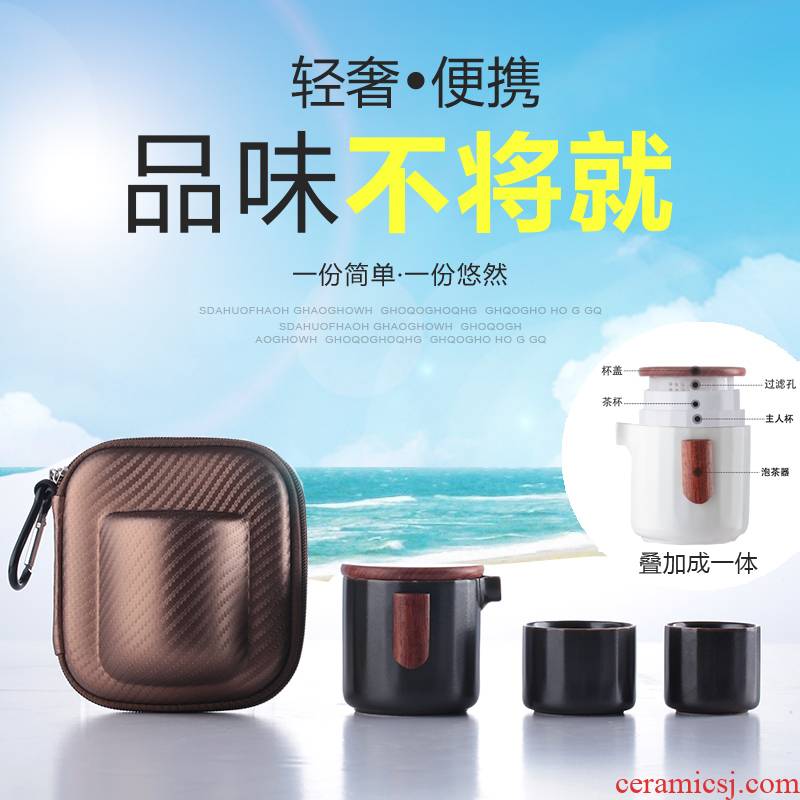 Happy auspicious travel kung fu tea set a pot of two simple along with package ceramic tea set