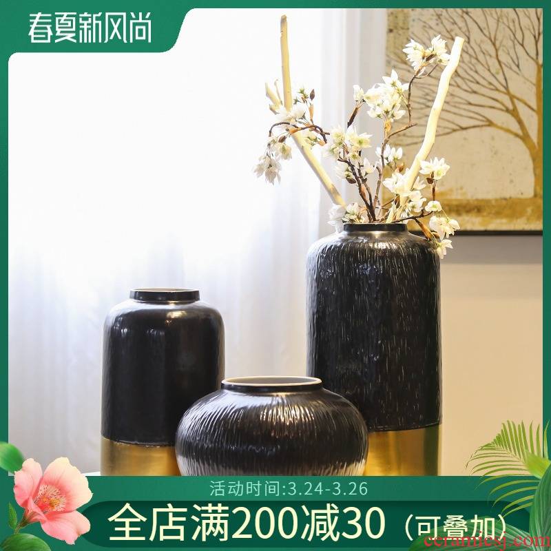 Jingdezhen light of new Chinese style key-2 luxury simplicity vase between example hotels sitting room adornment flower ceramic flower implement large furnishing articles