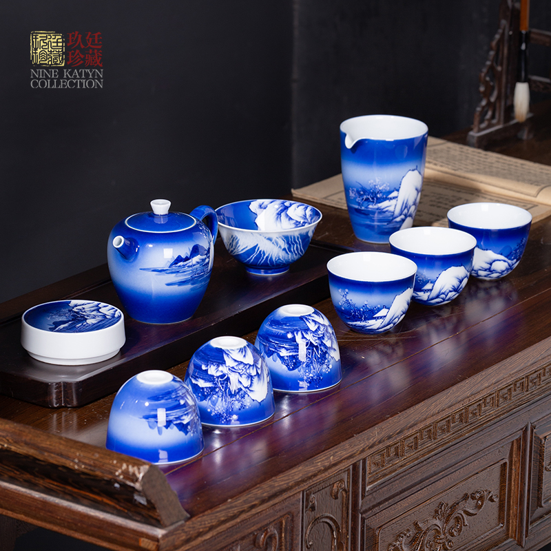 About Nine katyn manual green basket the color of a complete set of kung fu tea sets jingdezhen domestic ceramic lid bowl sample tea cup