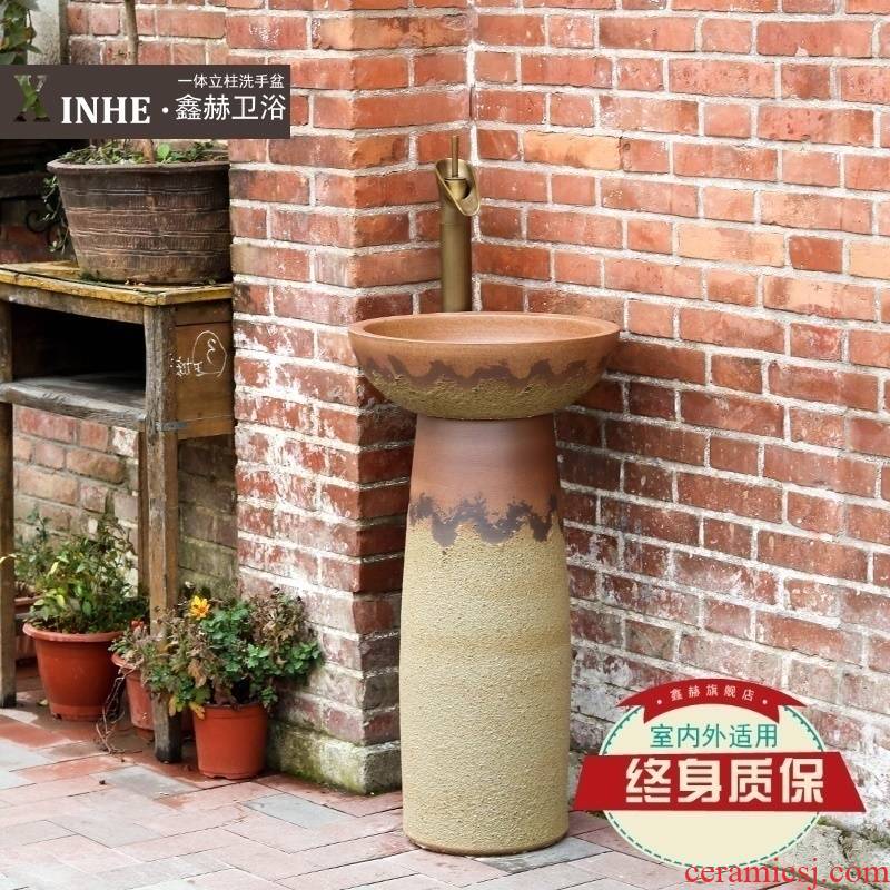 Simple column basin ceramic pillar lavabo is suing balcony toilet ground vertical commode basin