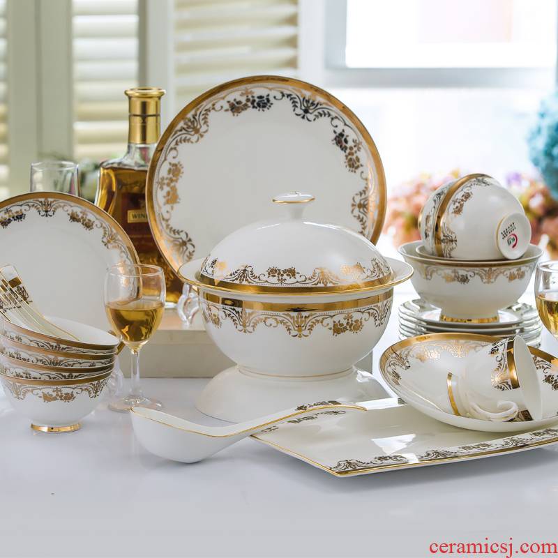 North European ipads porcelain tableware up phnom penh jingdezhen ceramic Chinese dishes suit gift set home dishes chopsticks