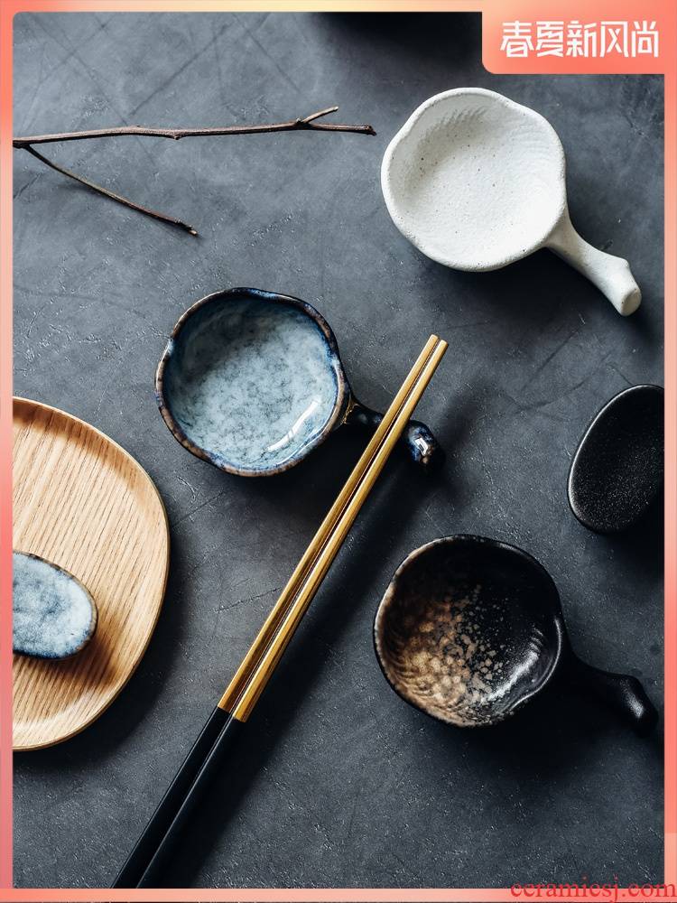 Irregular disc ceramic chopsticks chopsticks frame supporting small plate with the handle name plum flavor dish creative snack dish of sauce dish of ltd.