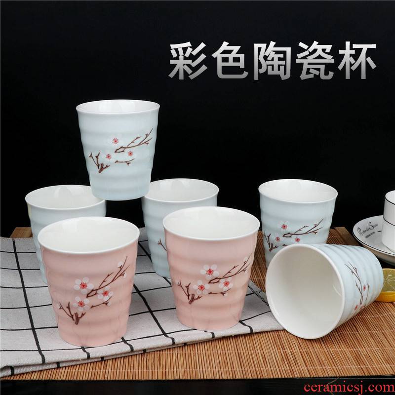 Color ceramic drinking a cup of tea cups of coffee cup six pack glass juice cup creative household FangZhi cup soya - bean milk cup