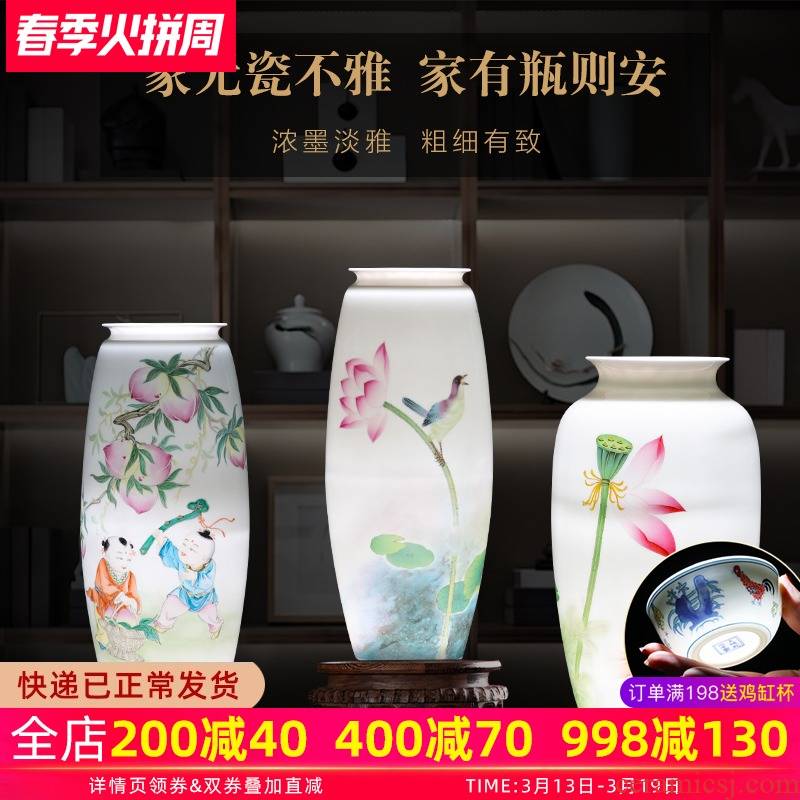 Jingdezhen porcelain hand - made ceramic vase furnishing articles sitting room of the new Chinese style household flower arranging TV ark adornment porcelain