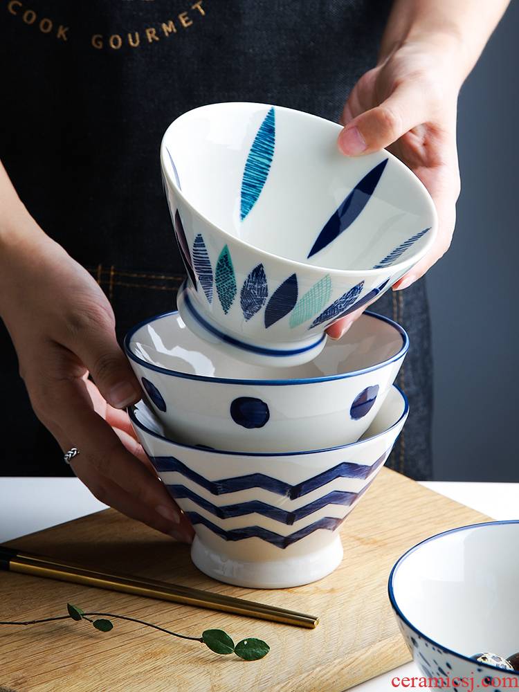 Selley Japanese hand - made ceramic bowl home eat rice tall bowl hat to small rainbow such as bowl bowl bowl of rice bowls horn