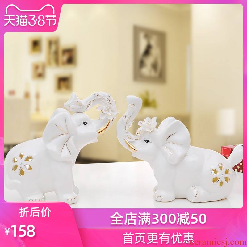 European - style decoration home decoration ceramic creative wedding gift crafts desktop furnishing articles elephants living room