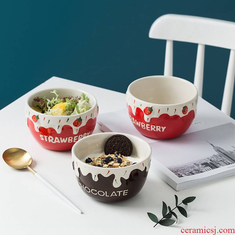 Japanese lovely fruit bowl dessert salad bowl household tableware ceramic bowl bowl move creative breakfast bowl dessert bowl