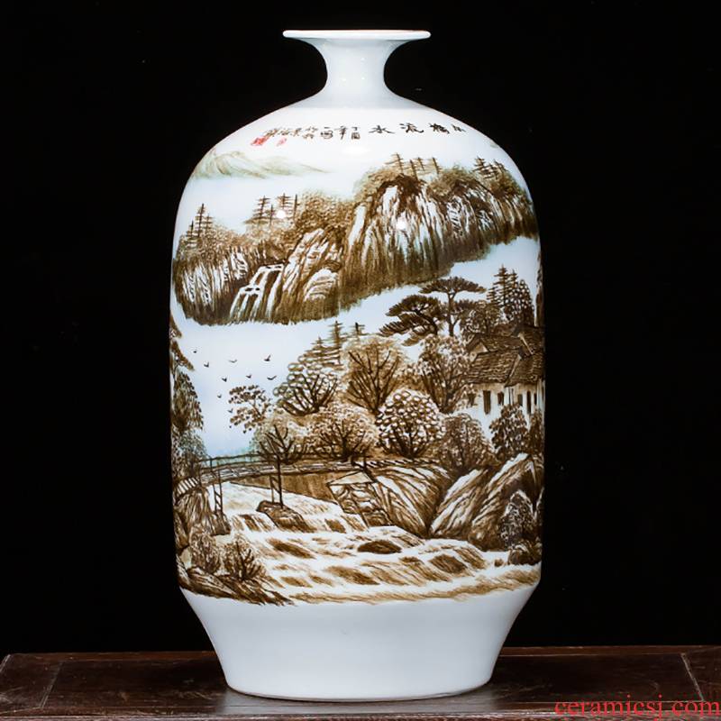 Jingdezhen ceramics landscape hand - made vases, flower arranging furnishing articles study of new Chinese style household act the role ofing is tasted sitting room porch