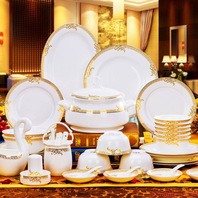 Always suit of jingdezhen ceramic tableware 56 skull porcelain tableware suit porcelain Bowl dish plate suit