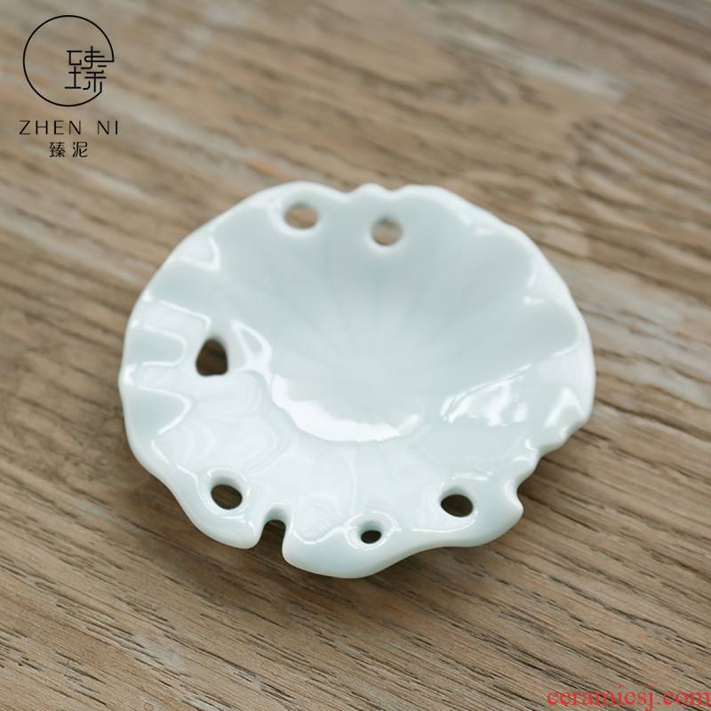 By Japanese manual mud coasters tea cup mat jingdezhen manual heat insulation cup mat white porcelain cup