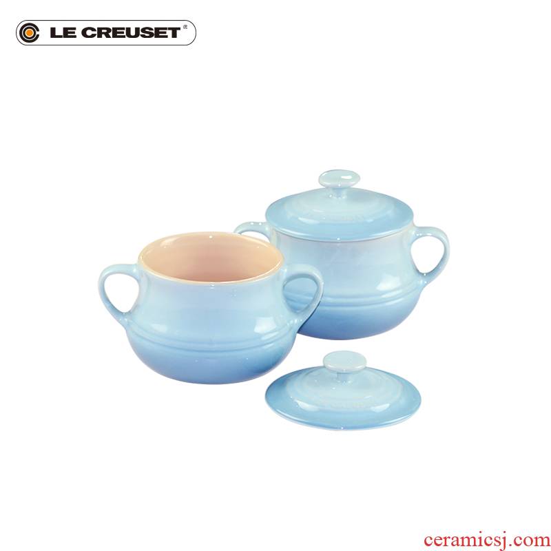 France cool color LE CREUSET stoneware stew 2 sets with cover 0.5 L steam egg bird 's nest soup pot of stew