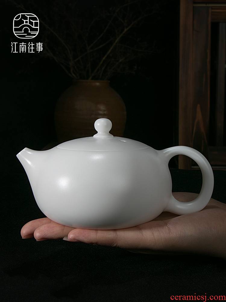 Jiangnan past suet jade beauty pot of kung fu tea set ceramic household white porcelain of China large teapot single pot