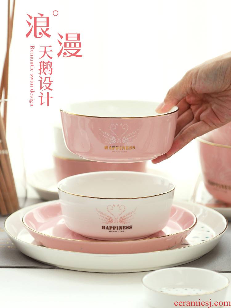 The red sun type ceramic bowl bowl chopsticks tableware individual students face soup bowl creative move Nordic home use plate