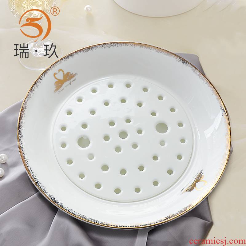 Household ceramic disc cap plate dumpling dish drop ipads porcelain ceramic filter plate control fruit bowl dishes for breakfast