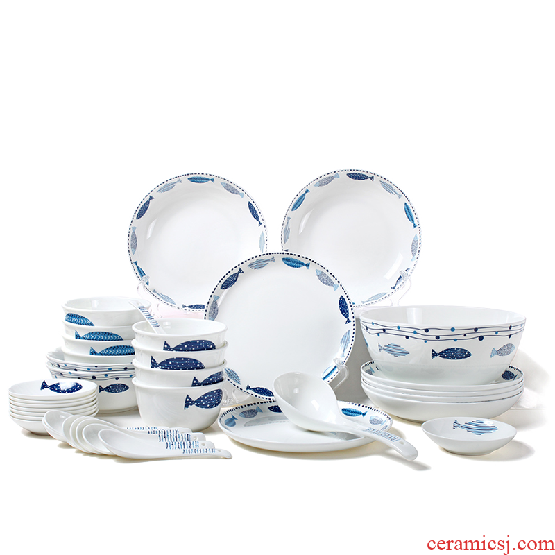 Only run 24 skull ipads porcelain tableware suit bowls Korean dishes tangshan ceramics bowl plates home look of love