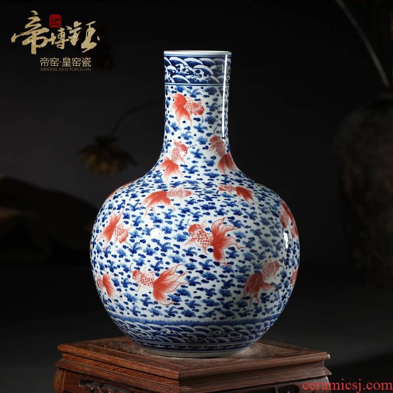 Jingdezhen ceramic vases, antique hand - made porcelain youligong large sitting room I the tree handicraft furnishing articles