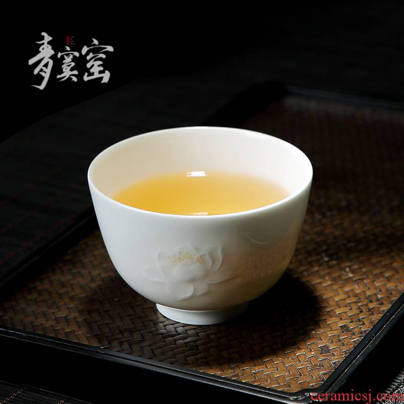 Its green up jingdezhen tea cups masters cup single CPU female hand sample tea cup single cup home